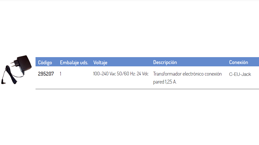 Transformador electrónico conexión pared 1,25A